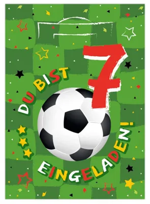 12 Einladungskarten 7. Geburtstag Jungen Fußball