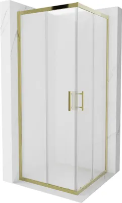 Image de Mexen Rio cabine de douche carrée 80 x 80 cm, motif Rhinestone, Or - 860-080-080-50-30