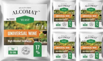 Produktbild von Universal Wine Yeast ALCOMAT | Alkohol Hefe | HAT 17% Gärhefe Wein Rotweine Weißwein 5er Set