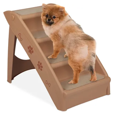 Hundetreppe 4 Stufen, klappbar, 49x39x61 cm, beige