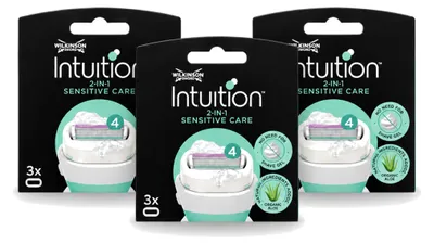 Zdjęcie produktu dla 3 sztuki ostrzy zapasowych Wilkinson Intuition Sensitive Care, przeznaczonych do skóry wrażliwej - zestaw ekonomiczny