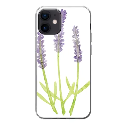 Produktbild von MuchoWow® Handyhülle Schutzhülle Hülle für iPhone 12 Lavendel - Aquarell - Pflanzen Silikon Softcase Handy Hülle - Schutzhülle