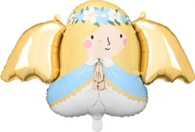 Produktbild von Folienballon Engel 77x45cm Hellblau / Gold