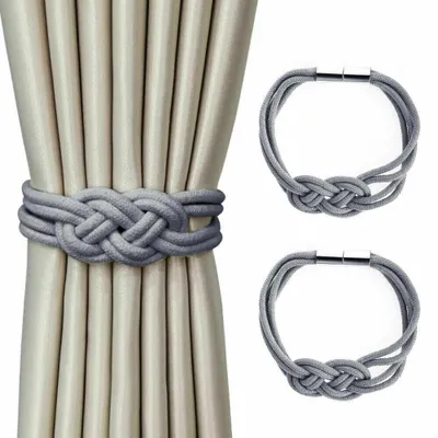 Produktbild von 2 Stück Magnetische Vorhang Raffhalter Vorhang Clips Seil Gardinenhalter Dekor Grau