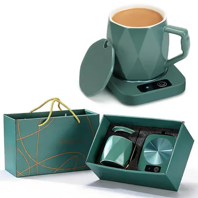Produktbild von Intelligentes Kaffeebecher-Set, 55 °C beheizter Untersetzer, hält Getränke warm, ideal für Büro & Schreibtisch
