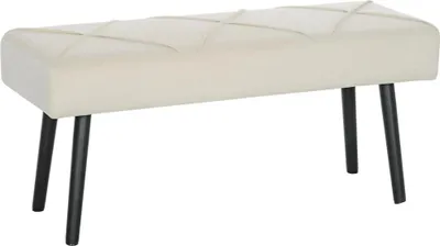 Image de Banc - ottomane/tabouret - pieds acier - charge 120 kg - montage nécessaire - dimensions 100×36×45 cm - crème