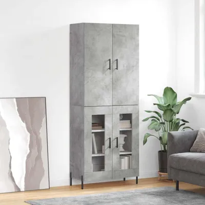 Produktbild von vidaXL Highboard Betongrau 69,5x34x180 cm Holzwerkstoff
