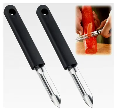 Produktbild von 2 Stück Edelstahl Gemüseschäler, 17 cm, Teilmattiert, geeignet zum Schälen von Kartoffeln, Karotten und Gurken