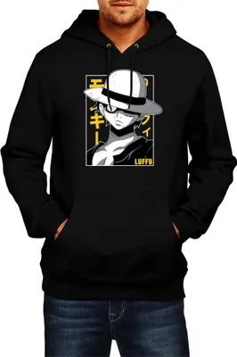 Produktbild von Herren Kapuzenpullover Japan Anime Manga One Manga Piece Anime Luffy 01 Strawhat, Man 2XL / Schwarz
