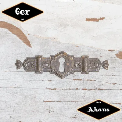 Produktbild von Schlüsselplatte,Serie"Ahaus",6er Pack|Eisen in Messing pat.|H3,1xB10,5cm