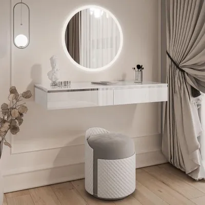 Produktbild von Hängender Kosmetiktisch AURORA SILVER Weiss Hochglanz