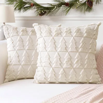 Productafbeelding van Set van 2 kussenhoezen van zachte, korte fluweelstof van wol, decoratieve kussenhoezen in een luxe stijl, geschikt voor de bank en slaapkamer, crèmekleurig-beige, 65 x 65 cm