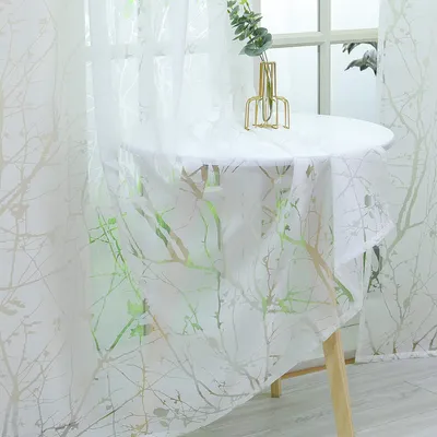 Voile Gardine Ausbrenner Blumen 225x140 cm Weiß 1 Stück