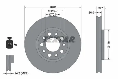 Produktbild von 2 Textar Bremsscheiben 281mm vorne für Alfa Romeo Giulietta