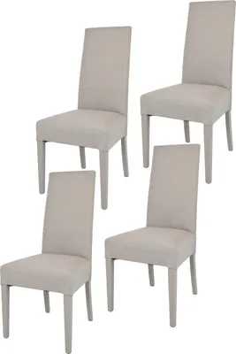 Image de t m c s Tommychairs - Set de 4 chaises modernes CHIARA pour la cuisine et la salle à manger, structure robuste en bois de hêtre laqué couleur marron chamois, rembourrées et recouvertes de tissu couleur marron chamois