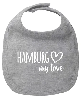 Produktbild von Huuraa Baby Lätzchen Hamburg my love Heather Grey Klettverschluss  Baumwolle Latz Geschenkidee