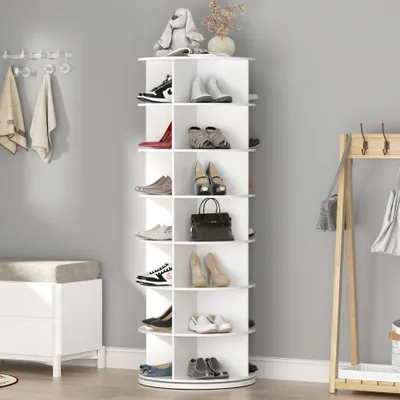Zdjęcie produktu dla Półka na buty, obrotowa o 360 stopni - szafka na buty - organizer na buty - stojak na buty - półka na buty, biała