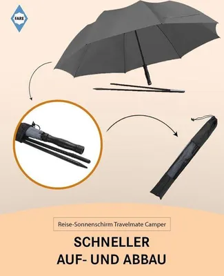 Image de Parasol de voyage gris, protection UV 50+,