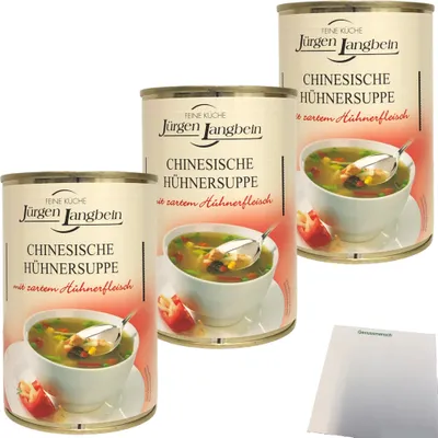 Produktbild von Jürgen Langbein Chinesische Hühnersuppe 3er Pack (3x400ml Dose) + usy Block