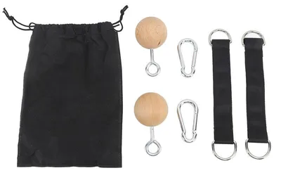 Produktbild von Klimmzug Griffbälle Holz Set – Mit Klettergriffen & Kraftbändern | Für Armkraft & Zuhause, Fitnessstudio