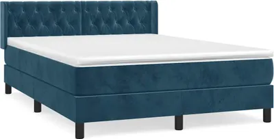 Obrázek produktu pro vidaXL Postel Boxspring s matrací Dark Blue 140x200 cm Velvet