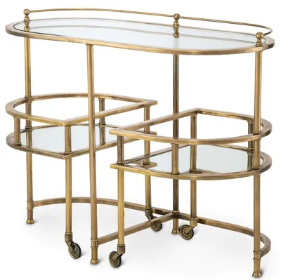Produktbild von Casa Padrino Luxus Servierwagen Vintage Messing 105 x 50 x H. 82 cm - Hotel Restaurant Gastronomie Trolley - Luxus Hotel Restaurant Gastronomie Accessoires - Luxus Möbel