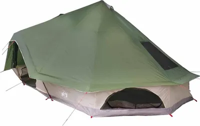 Zdjęcie produktu dla Namiot tipi vidaXL z dachem i schowkiem, zielony, 680 x 430 x 270 cm, tkanina taftowa