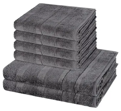 Produktbild von Cawö Noblesse 4 X Handtuch 2 X Duschtuch im Set Extraflauschige Veloursstreifen, Hochwertige Baumwollqualität, Pflegeleicht und trocknergeeignet 6er Set