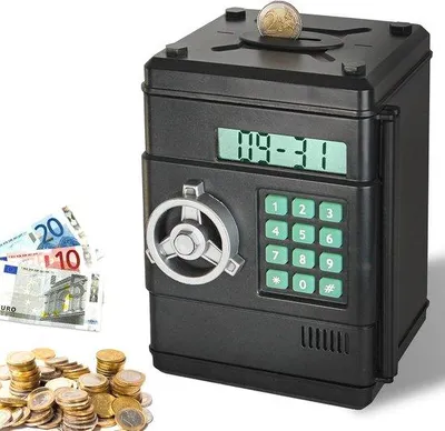 Zdjęcie produktu dla Cyfrowa kasetka na pieniądze z automatycznym liczeniem banknotów i 6-cyfrowym kodem – idealna dla dzieci i dorosłych