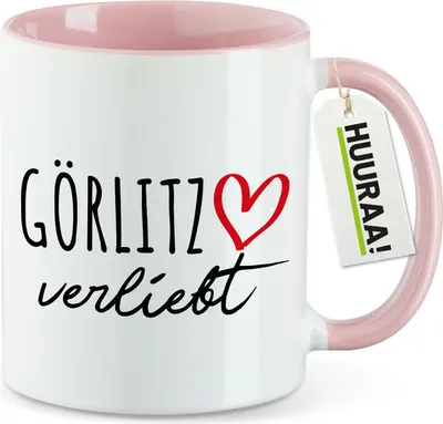 Produktbild von Huuraa Kaffeetasse Görlitz verliebt 330ml Rosa Keramik Kaffeebecher Geschenkidee