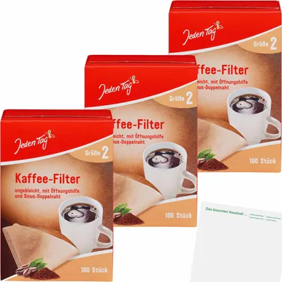 Produktbild von Jeden Tag Kaffeefilter Gr.2 naturbraun 3er Pack (3x100Stk) + usy Block