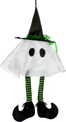 Produktbild von Weißer Kleiner Geist mit Hexenhut 36 cm als Halloween Deko
