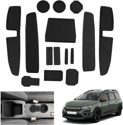 Produktbild von Dacia Jogger Antislipmatten, Middenconsolematten, Deurnaadmatten, Zugfahrzeugmatten, Kofferrückhaltematten, Zugmatte, schwarze Matten