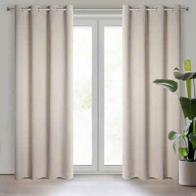 Zdjęcie produktu dla Zasłona AMARO beżowa 135x250 cm zasłona z oczkami