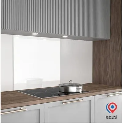 Image de Protection contre les éclaboussures - Fond de cuisine - AURYS - Verre - Extra blanc - Laqué blanc - 700 x 600 - 6 mm