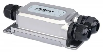 Produktbild von Intellinet 561785, Gigabit Ethernet, 10,100,1000 Mbit/s, IEEE 802.3, IEEE 802.3ab, IEEE 802.3af, IEEE 802.3at, IEEE 802.3bt, IEEE 802.3u, Cat5e, Cat6, Cat6a, Schwarz, Grau, 100 m