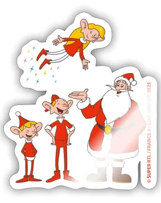 Produktbild von Spreadshirt Weihnachtsmann & Co. KG Weihnachtsmann Mit Elfen Sticker Aufkleber, 10 x 10 cm, Weiß glänzend