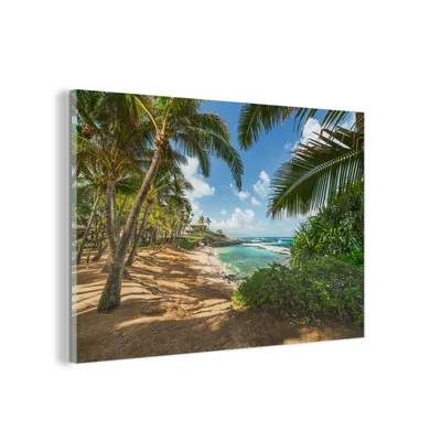 Obrázek produktu pro MuchoWow® Obrazy na skle - Nástěnné obrazy - Fotografie na skle Havaj - Tropické - palmy 60x40cm Nástěnná dekorace ze skla - akrylová malba na sklo - akrylové