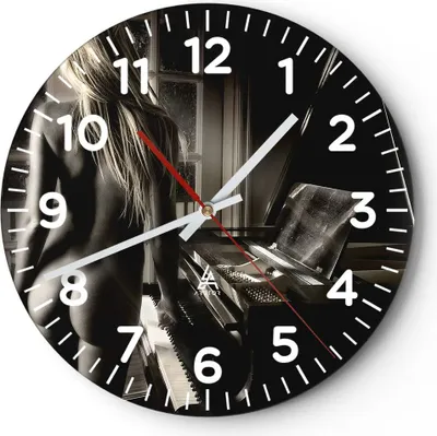 Produktbild von Wanduhr - Rund - Glasuhr - Frau Nackt Geheimnis - 40x40cm - Schleichendes Uhrwerk - Lautlos - zum Aufhängen bereit - Dekoration Modern - Wanddekoration aus Glas - C4AR40x40-0114