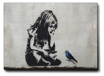 Image de Giallobus - - Banksy - 70L x 50l cm - Tableau - Cadre en toile de qualité supérieure