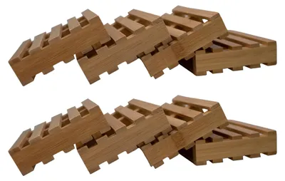 Immagine prodotto di Set da 8 sottobicchieri "hausleben", dimensioni 12x8x2 cm, colore naturale, in bambù, ecologici, ideali per la cucina, la tavola e la decorazione