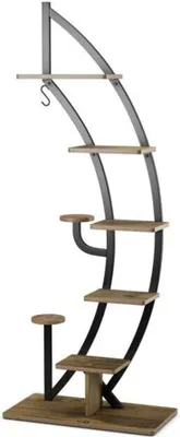 Image de Support en métal COSTWAY HZ10079NA, 6 niveaux, support, étagère, noir, 60 x 30 x 155 cm, 1 pièce - N