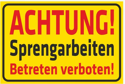 Produktbild von INDIGOS UG - Aufkleber - Sicherheit - Achtung Sprengarbeiten - 600x400 mm