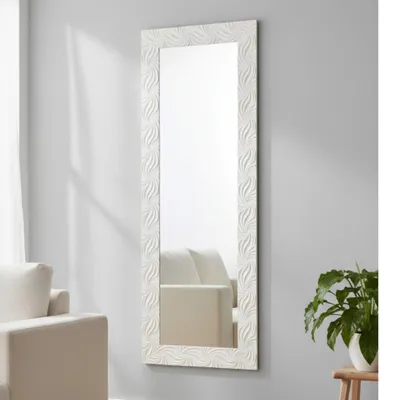 Obrázek produktu pro MO.WA Moderní nástěnné zrcadlo 50x145 vyrobené v Itálii, bílé ošuntělé zrcadlo, dlouhé nástěnné zrcadlo, nástěnné zrcadlo s dřevěným rámem