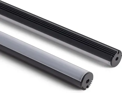 Produktbild von Aluminiumprofil Hängend Rund für LED Streifen bis 11 mm Schwarz 2 m Halbtransparent