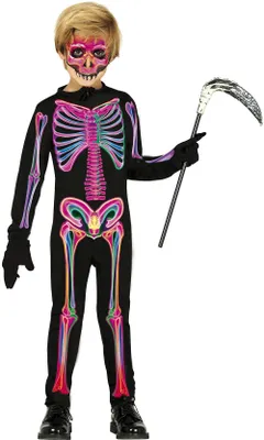 Produktbild von Neon-Skelett Kostüm Kinder Einteiler FIESTAS GUIRCA Mehrfarbig Halloween