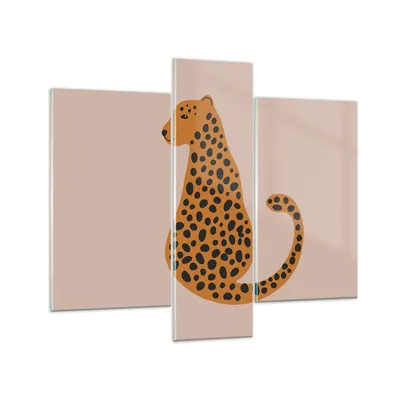 Produktbild von Bilder auf glas - 3 Teile - Panther Grafik Leopard - 95x80cm - Glasbilder - Wandbilder - Bilder - zum Aufhängen bereit - Wanddekoration aus Glas - Glas Bilder - Wandbild auf Glas - GCB95x80-4893