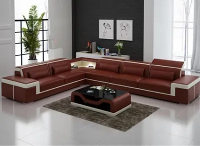 Zdjęcie produktu dla Narożnik Z Designerską Skórzaną Tapicerką Tekstylną