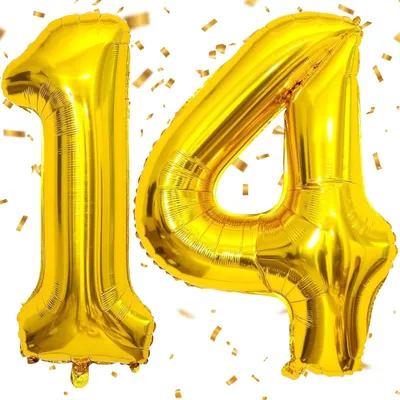 Productafbeelding van Gouden cijfersballon 14 - 40 inch folieballon voor verjaardagsdecoratie