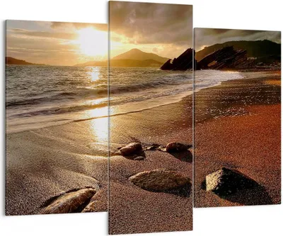 Produktbild von Bild auf Leinwand - Leinwandbild - Strand Wolken Abend Küste - 130x100cm - Wand Bild - Wanddeko - Leinwanddruck - Bilder - Kunstdruck - Wanddekoration - Leinwand bilder - Wandkunst - CB130x100-2527